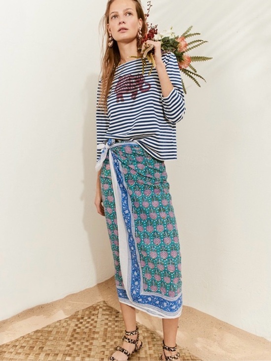 SZ Blockprints Accessories - SZ Blockprints Sarong Scarf in Pineapple Island Print
